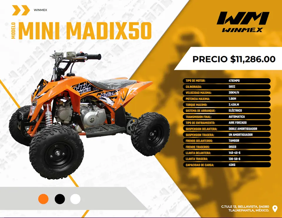 Cuatrimoto  Mod. MADIX50, Color Naranja