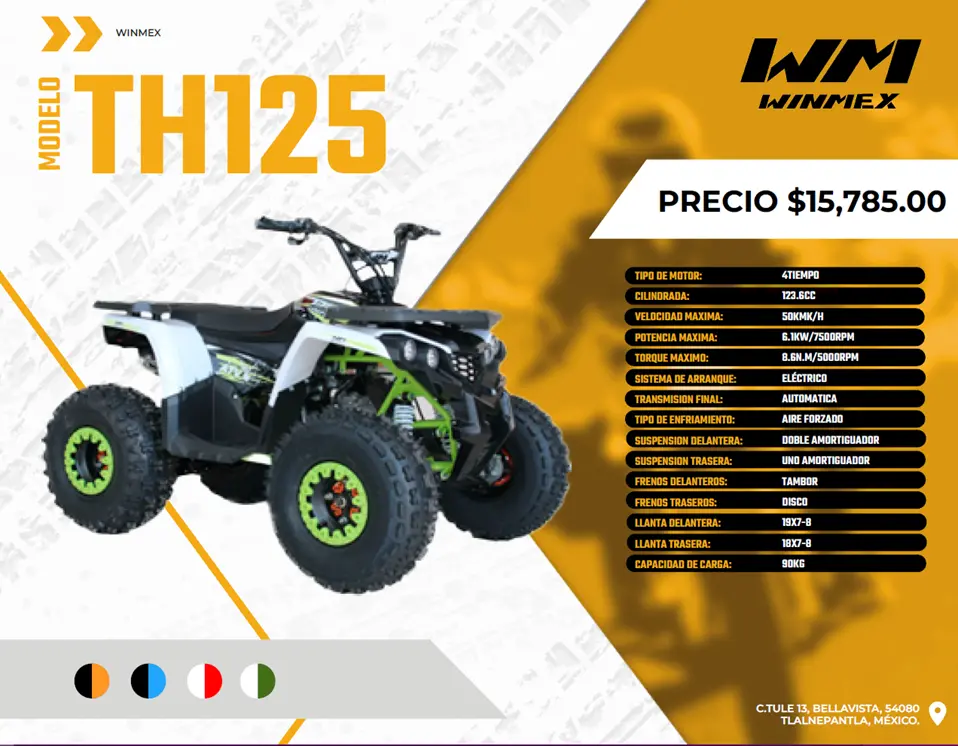 Cuatrimoto  Mod. TH125, Color Negro/Azul