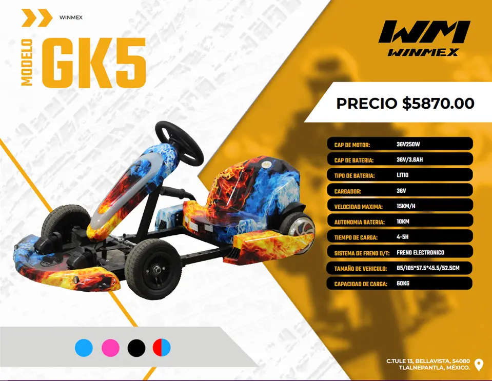 Gokart  Mod. GK5, Color Azul/Blanco