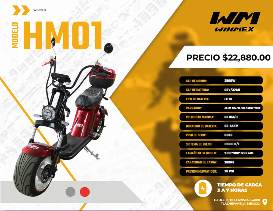 Motocicleta  Mod. HM01, Color Rojo