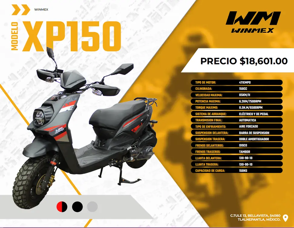 Motocicleta  Mod. XP150, Color Negro Mate