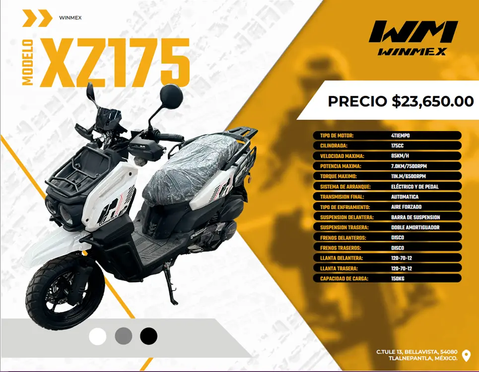 Motocicleta  Mod. XZ175, Color Blanco
