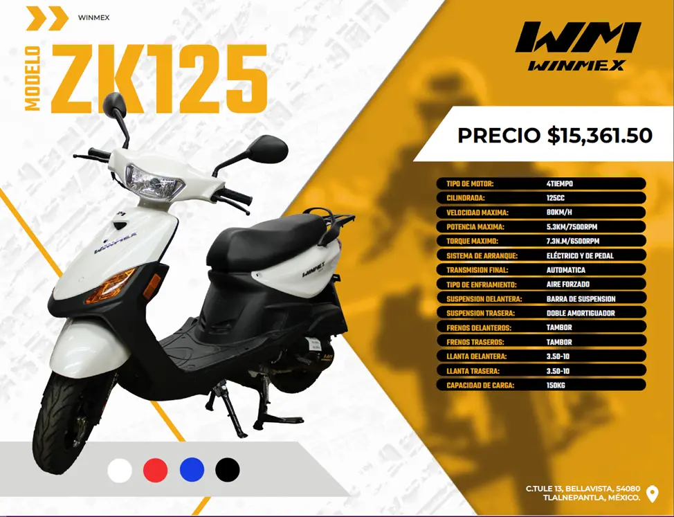 Motocicleta  Mod. ZK125, Color Blanco