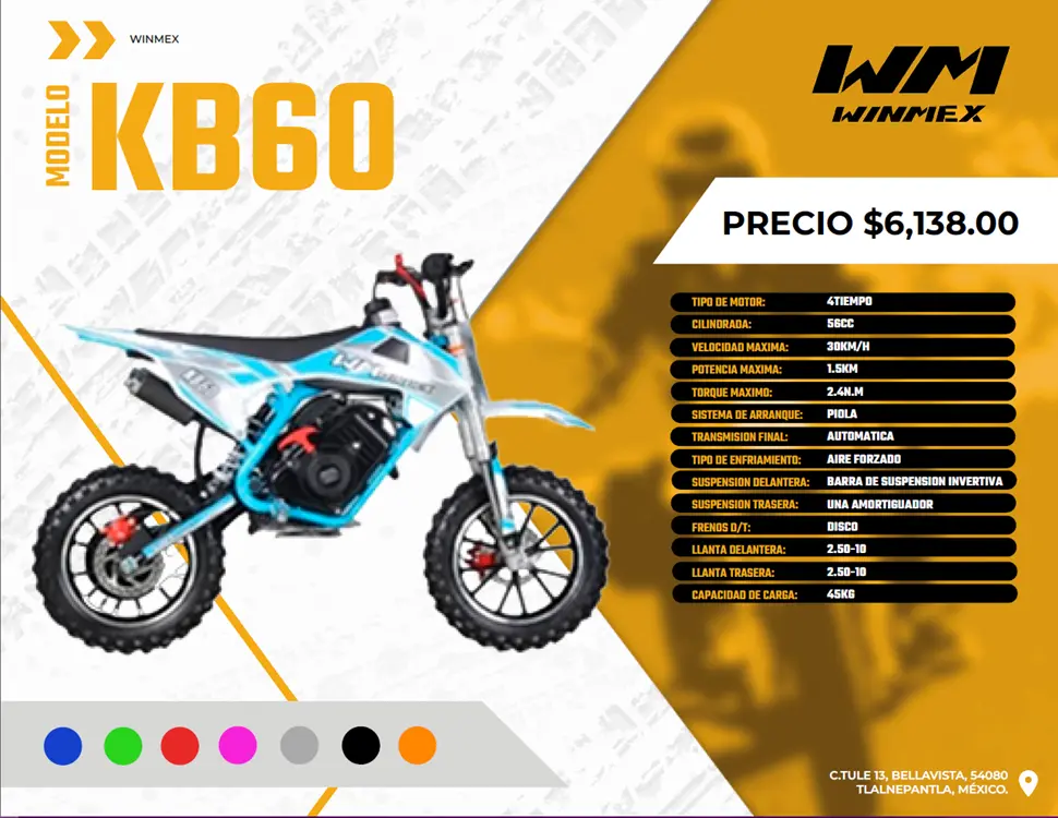 Motocicleta Cross Mod. KB60, Color Rosa