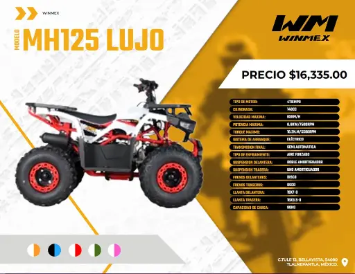 [MTOAT-MH125 LUJO -026] Cuatrimoto  Atv Mod. MH125 LUJO , Color Negro/Azul