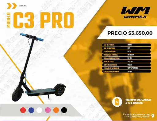[SCEE-C3 PRO -024] Scooter Electrico  Mod. C3 PRO , Color Negro