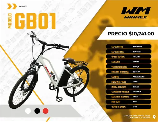 [BCIE-GB01-024] Bicicleta Electrica  Mod. GB01, Color Negro