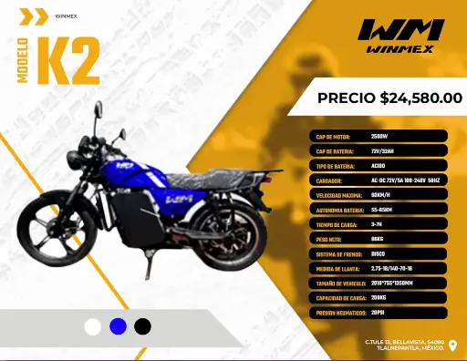 [MOTE-K2-005] Motocicleta  Mod. K2, Color Azul