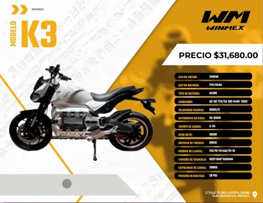 [MOTE-K3-032] Motocicleta  Mod. K3, Color Plata