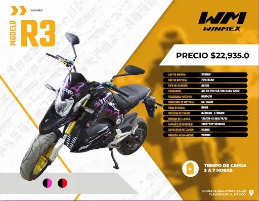 [MOTE-R3 -033] Motocicleta  Mod. R3 , Color Rojo