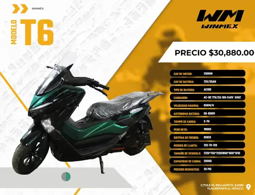 [MOTE-T6 -040] Motocicleta  Mod. T6 , Color Verde