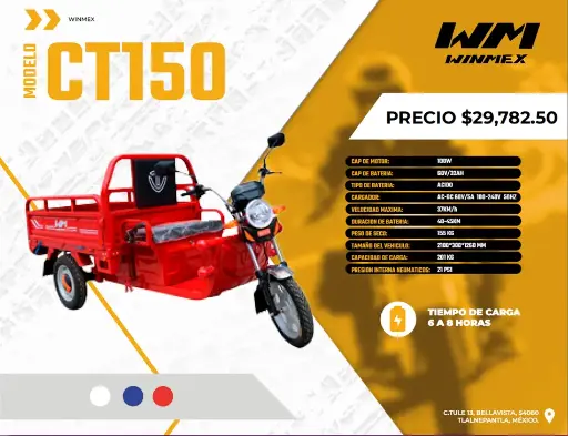 [MOCE-CT150-005] Motocarro Electrico  Mod. CT150, Color Azul
