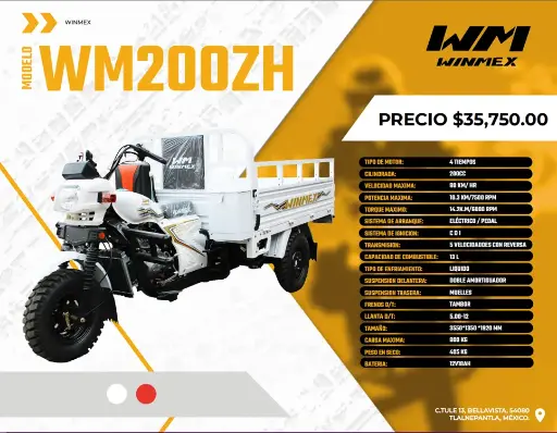 [MOC200-WM200ZH-009] Motocarro 200 Mod. WM200ZH, Color Blanco