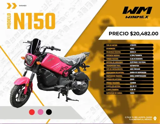 [MOTE-N150-038] Motocicleta  Mod. N150, Color Rosa