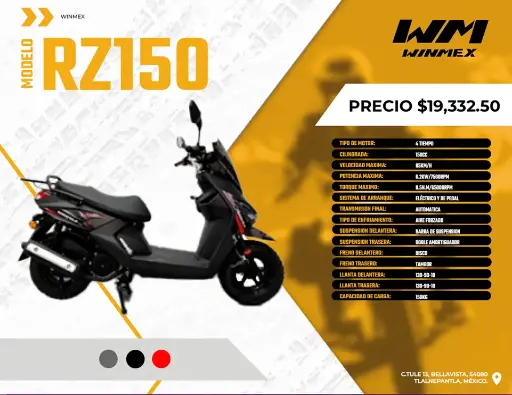 [MOTE-RZ150-034] Motocicleta  Mod. RZ150, Color Rojo Mate