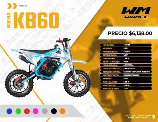 [MOCC-KB60-005] Motocicleta Cross Mod. KB60, Color Azul