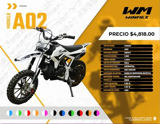 [MOCC-A02-028] Motocicleta Cross Mod. A02, Color Negro/Naranja